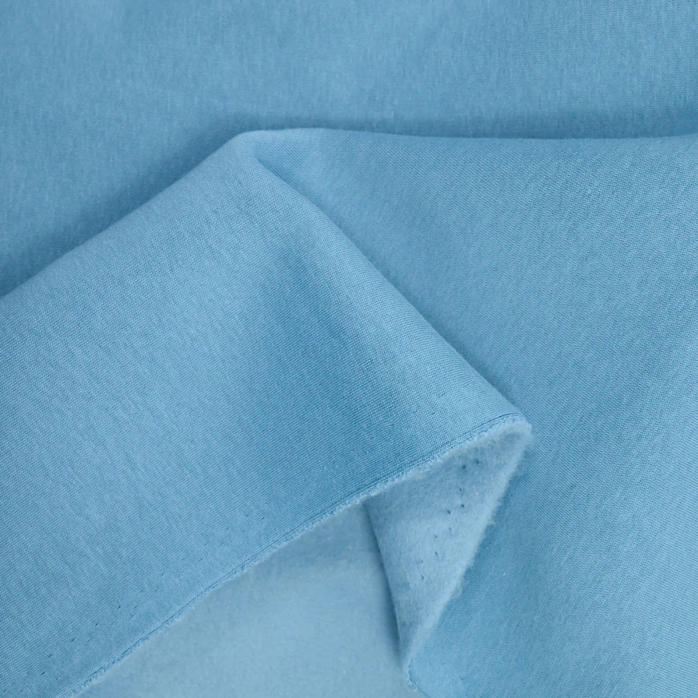 Tissu sweat minkee épais bleu jeans - Image 3