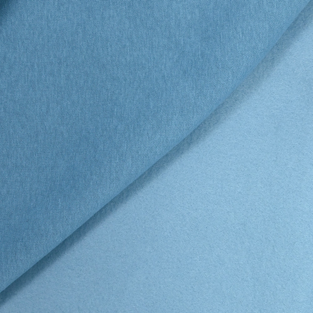 Tissu sweat minkee épais bleu jeans - Image 4
