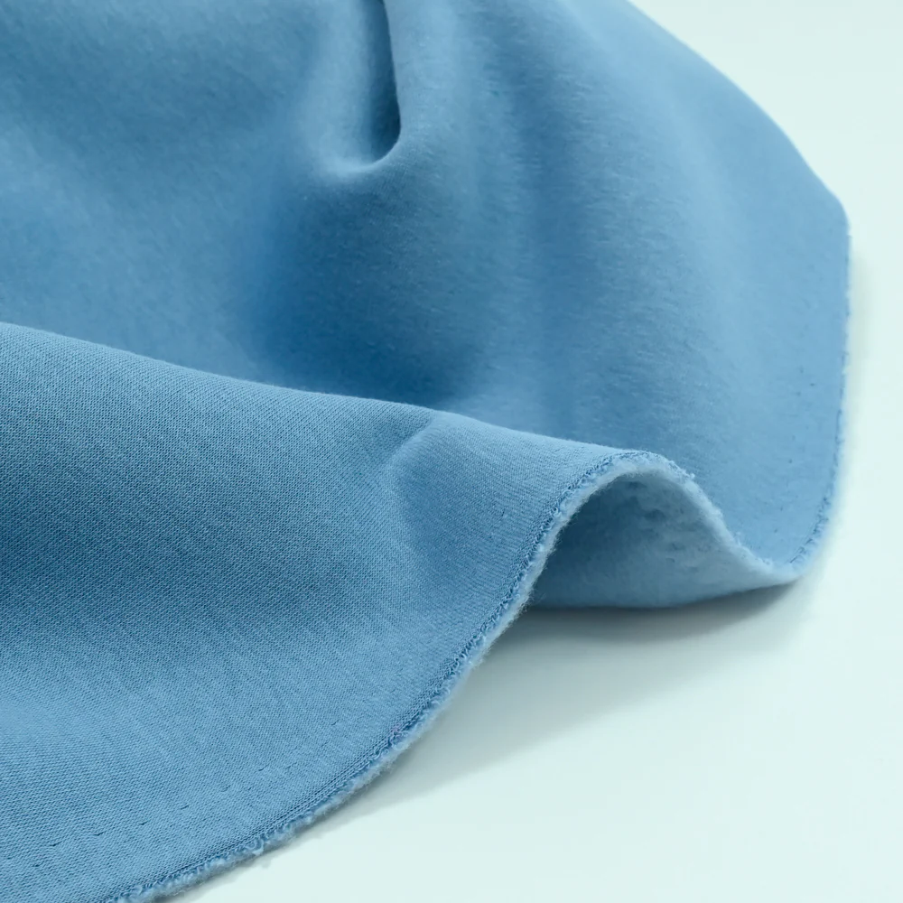 Tissu sweat minkee épais bleu jeans - Image 5