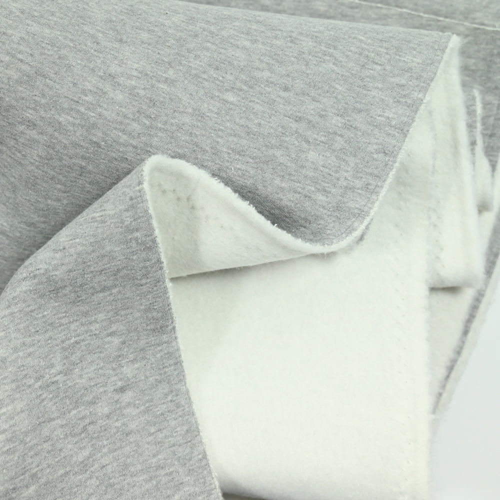 Tissu sweat minkee épais gris chiné - Image 4