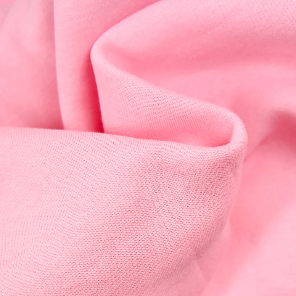 Tissu sweat minkee épais rose clair - Image 2
