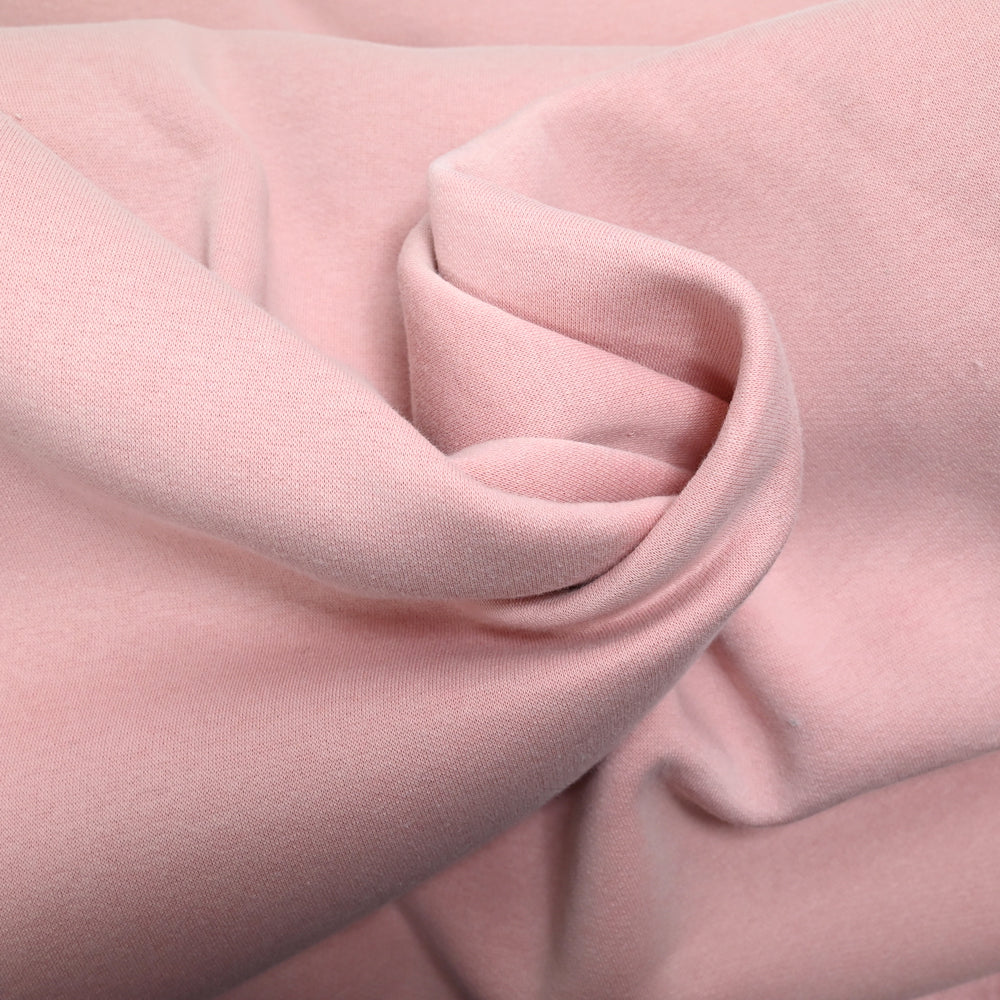 Tissu sweat minkee épais rose poudré - Image 2