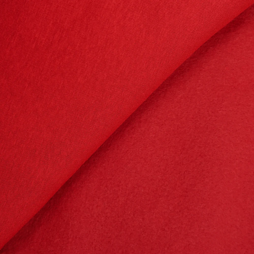 Tissu sweat minkee épais rouge - Image 3