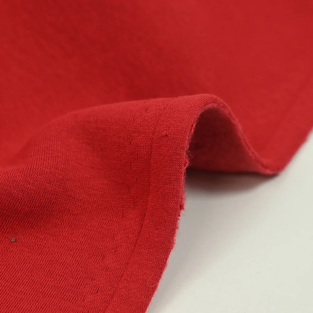Tissu sweat minkee épais rouge - Image 5