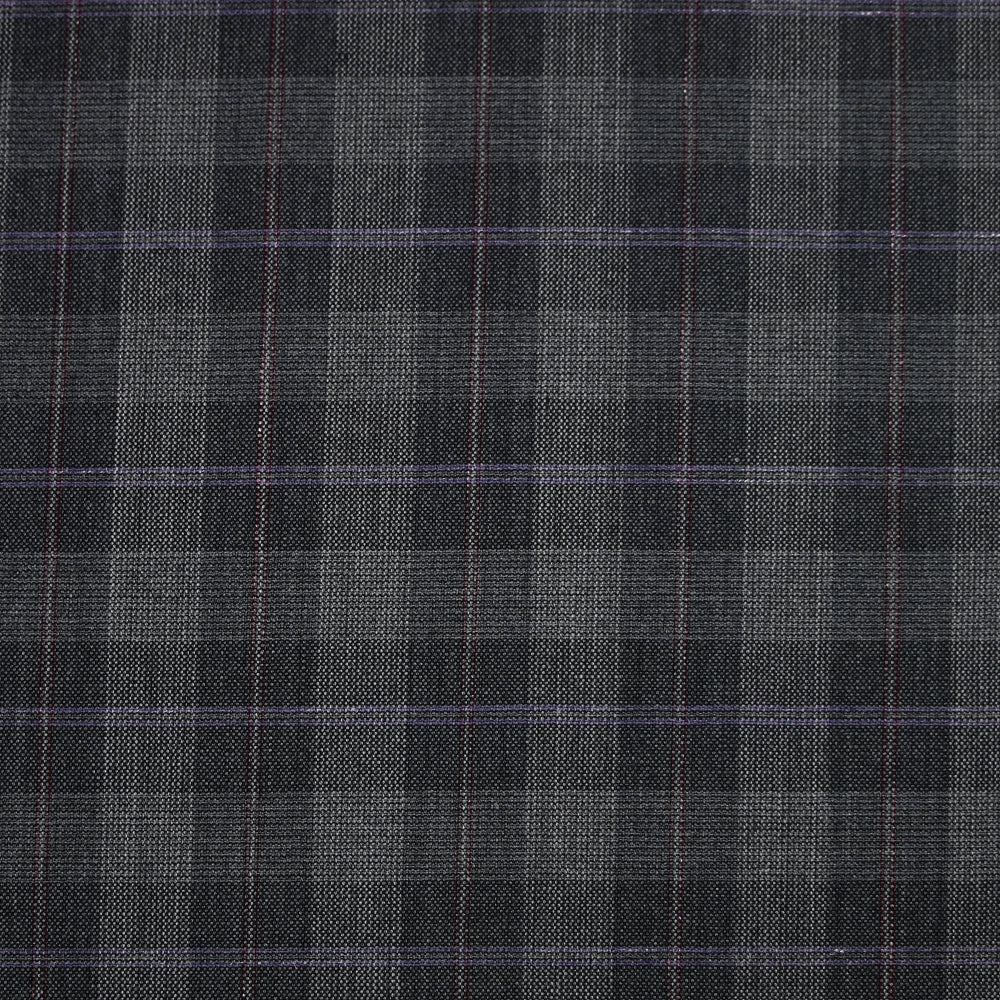 Tissu tailleur 100% laine carreaux fenĂȘtre violet et rouge fond gris - Image 3