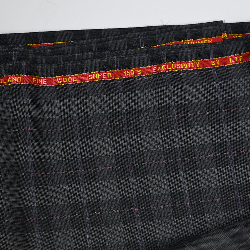 Tissu tailleur 100% laine carreaux fenĂȘtre violet et rouge fond gris - Image 5