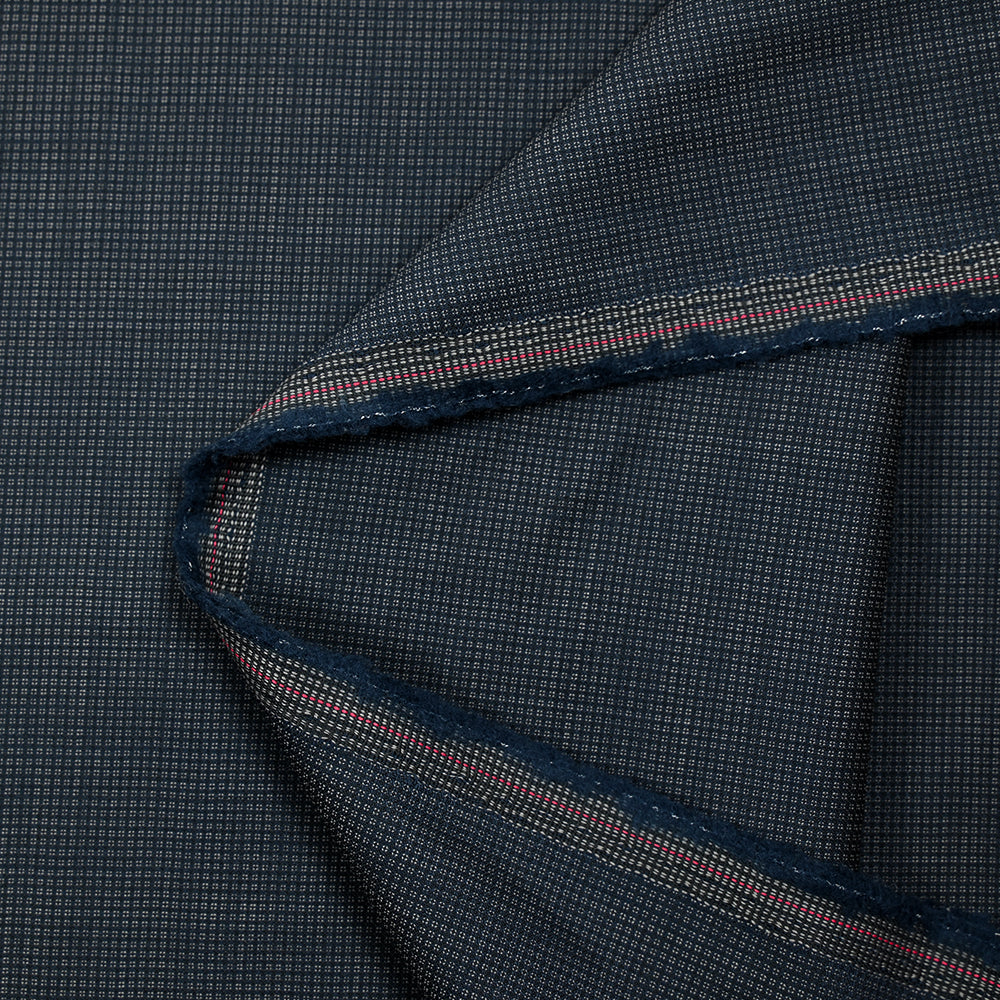 Tissu tailleur jacquard laine bleu marine - Image 3