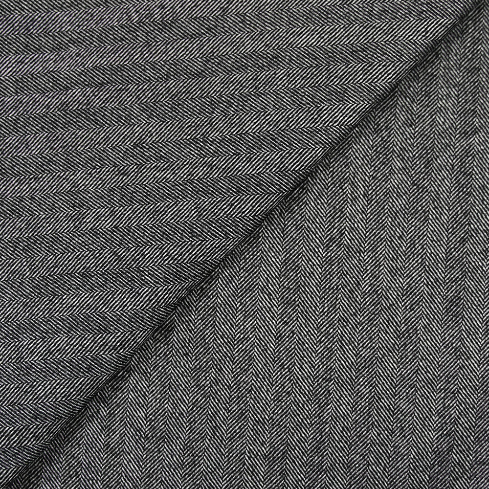 Tissu tailleur laine mélangée chevrons gris