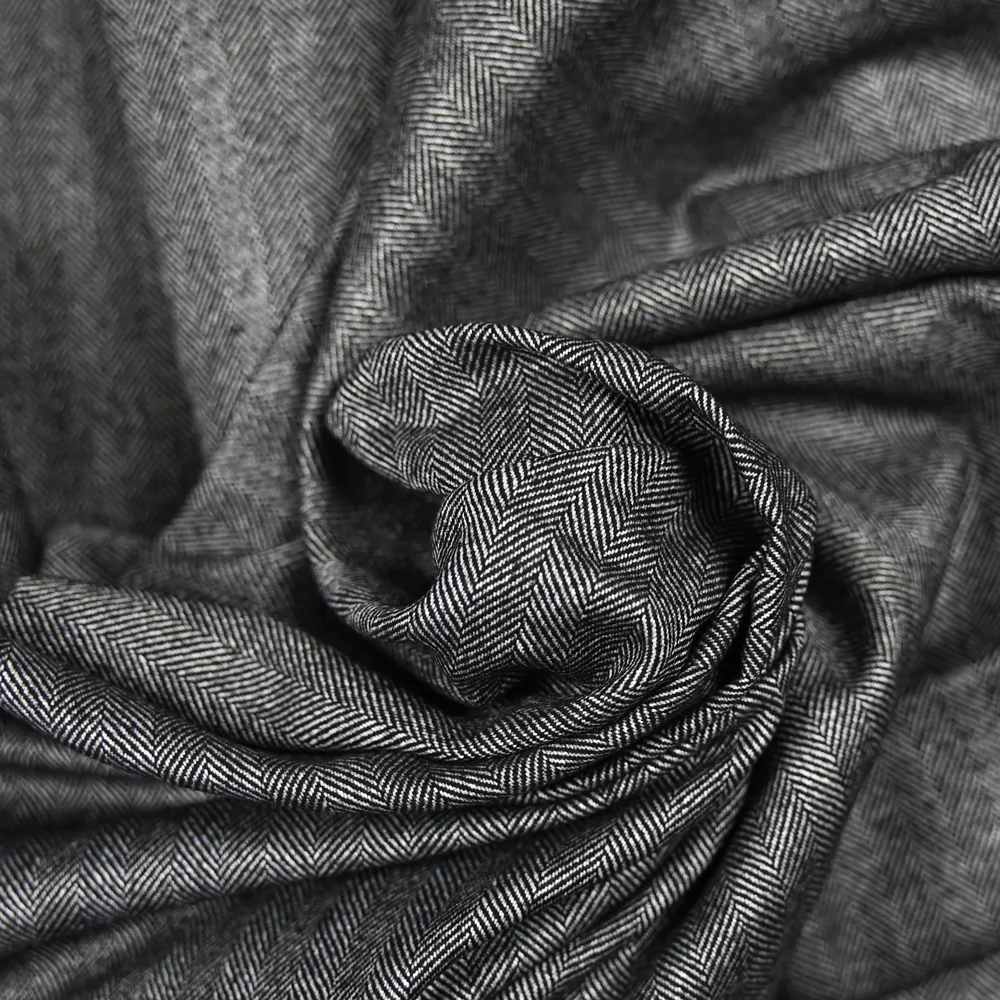 Tissu tailleur laine mélangée chevrons gris - Image 2