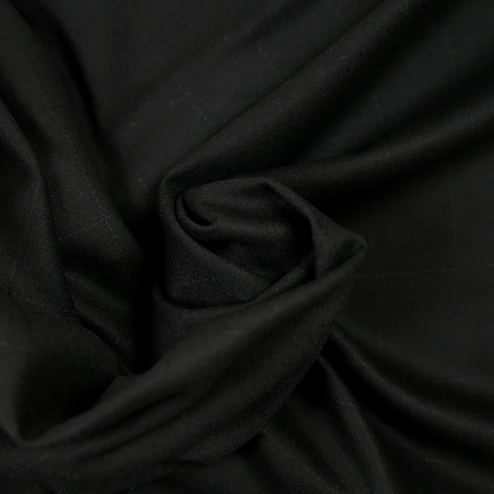Tissu tailleur laine mélangée Davy à carreaux noir - Image 2