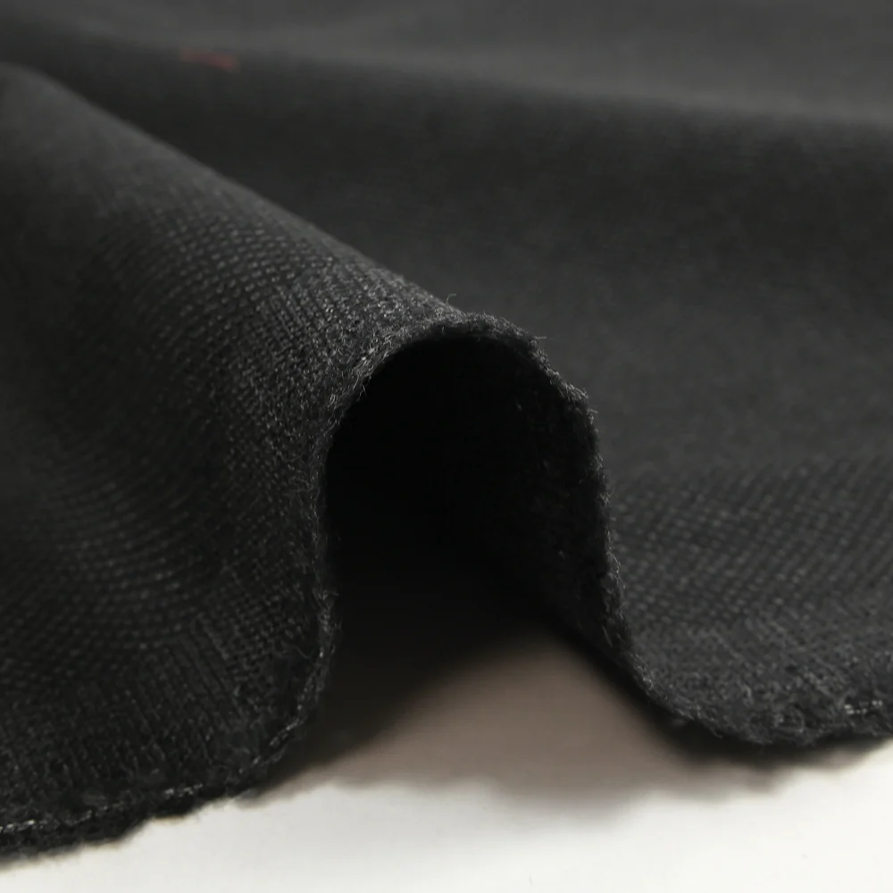 Tissu tailleur laine mélangée fantaisie anthracite fond noir - Image 5