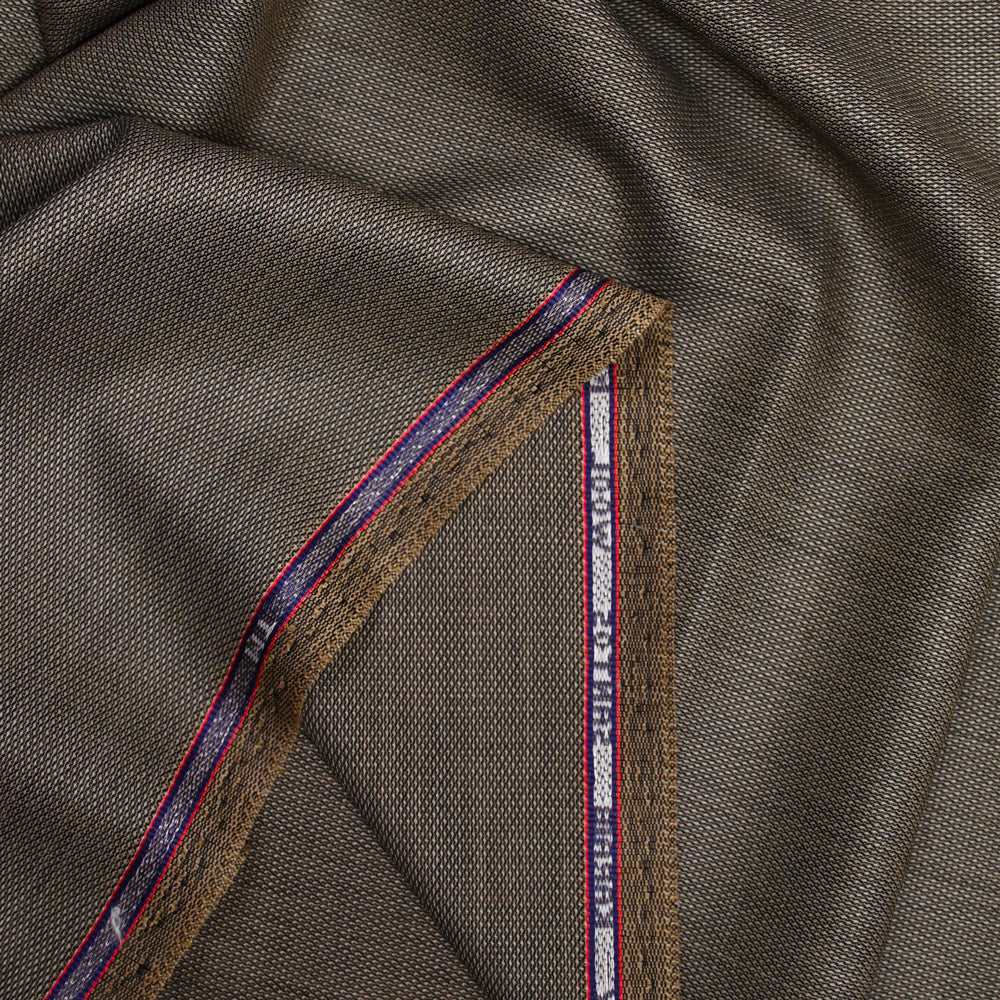 Tissu tailleur laine mélangée fantaisie beige et marine - Image 3