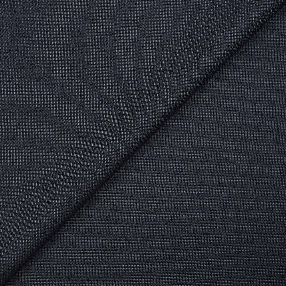 Tissu tailleur laine mélangée fantaisie bleu foncé et noir