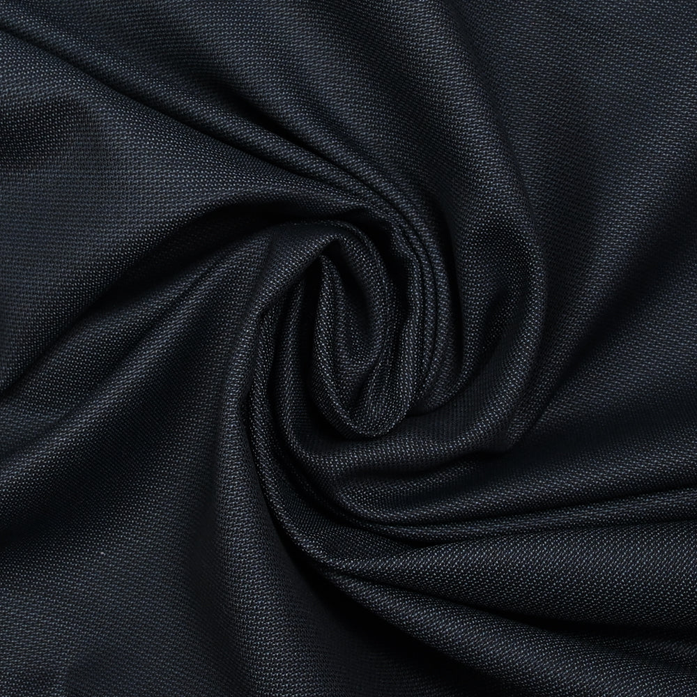 Tissu tailleur laine mélangée fantaisie bleu foncé et noir - Image 2