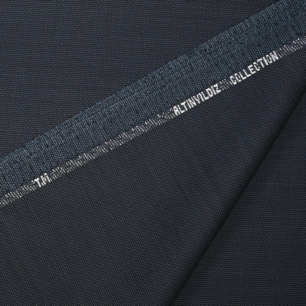Tissu tailleur laine mélangée fantaisie bleu foncé et noir - Image 4