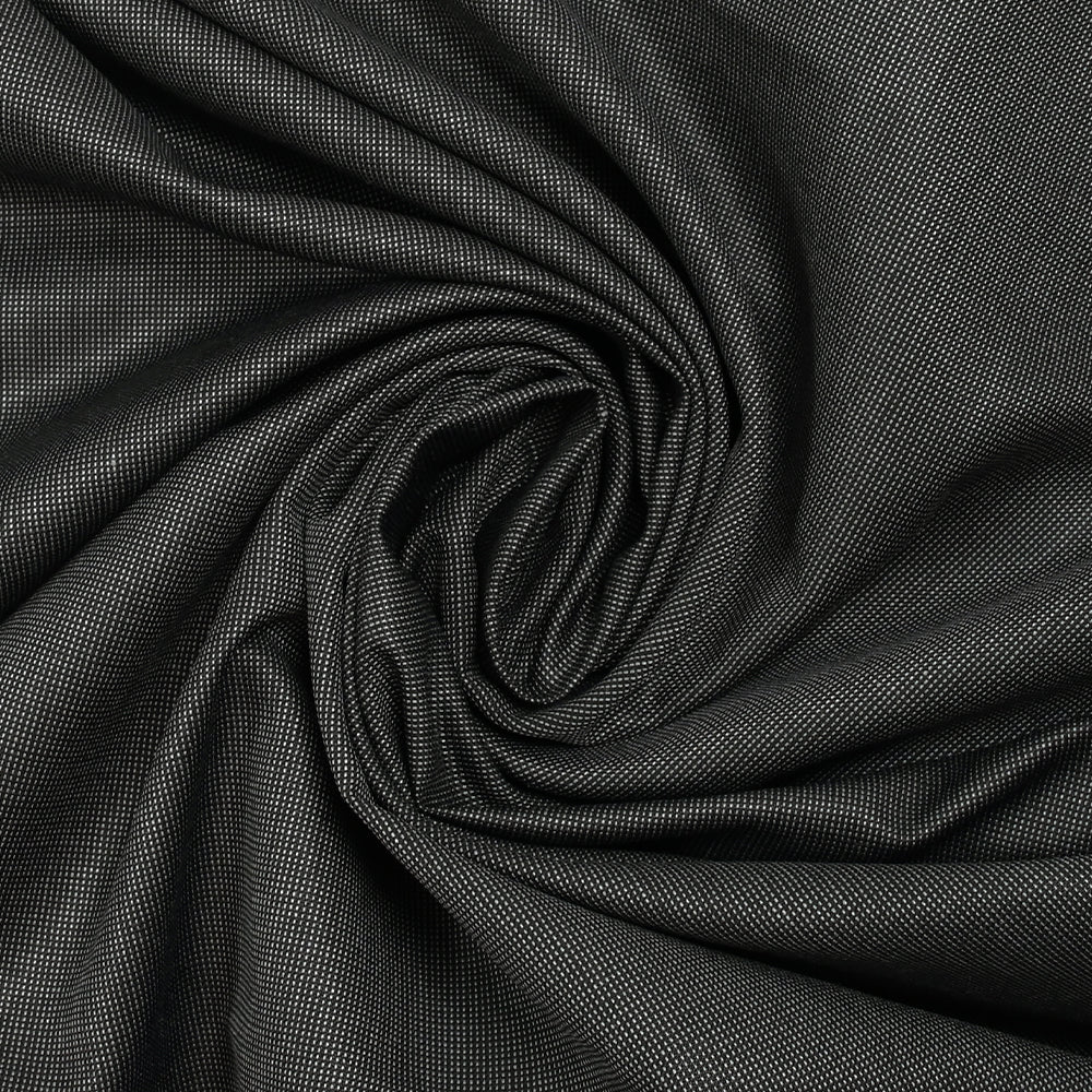 Tissu tailleur laine mélangée fantaisie gris argent fond noir - Image 2