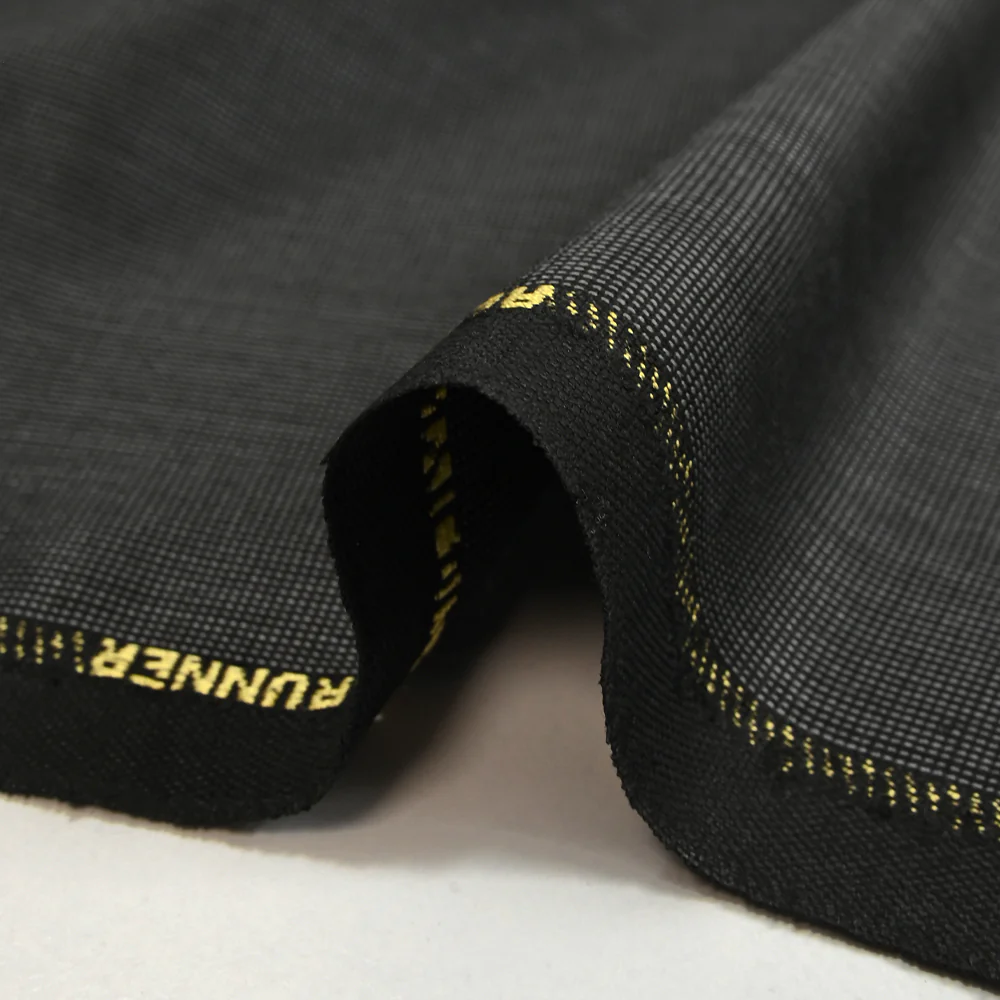 Tissu tailleur laine mélangée fantaisie gris argent fond noir - Image 6