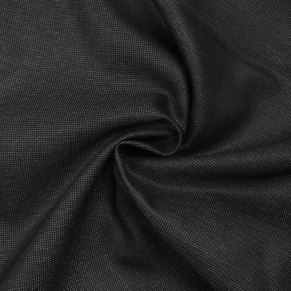 Tissu tailleur laine mélangée fantaisie gris chiné fond noir - Image 2