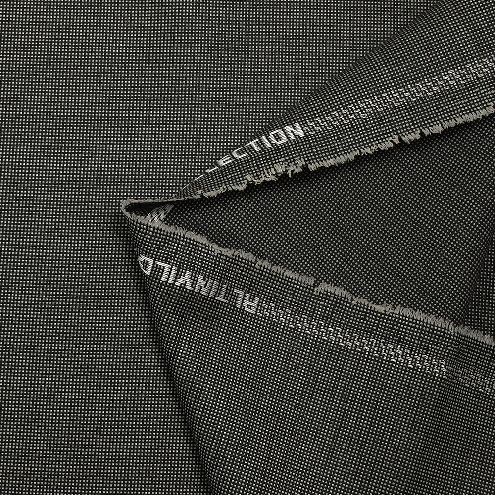 Tissu tailleur laine mélangée fantaisie gris clair fond noir - Image 5