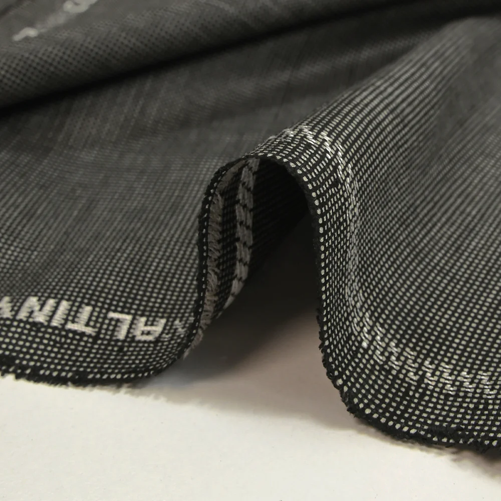 Tissu tailleur laine mélangée fantaisie gris clair fond noir - Image 6