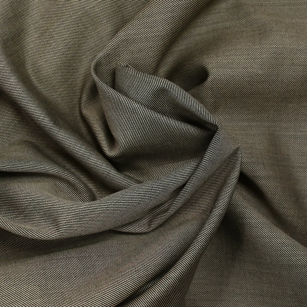 Tissu tailleur laine mélangée sergé beige et noir - Image 2