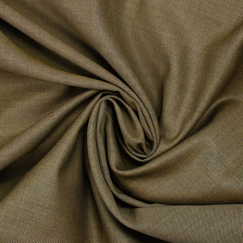 Tissu tailleur laine mélangée sergé noir et beige doré - Image 2