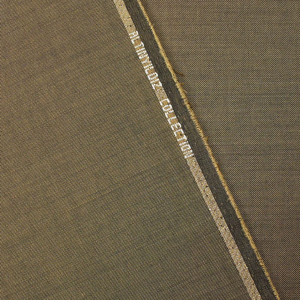 Tissu tailleur laine mélangée sergé noir et beige doré - Image 3