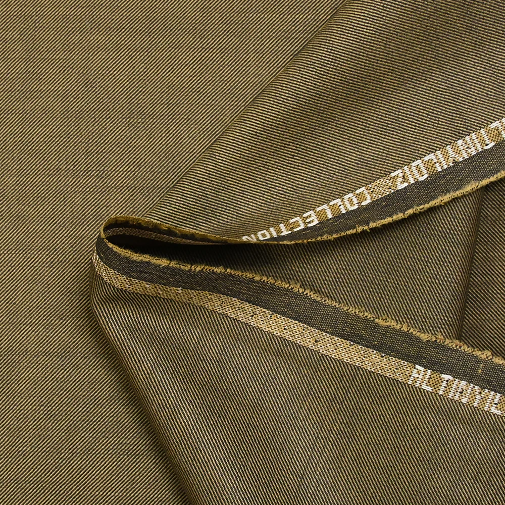 Tissu tailleur laine mélangée sergé noir et beige doré - Image 4
