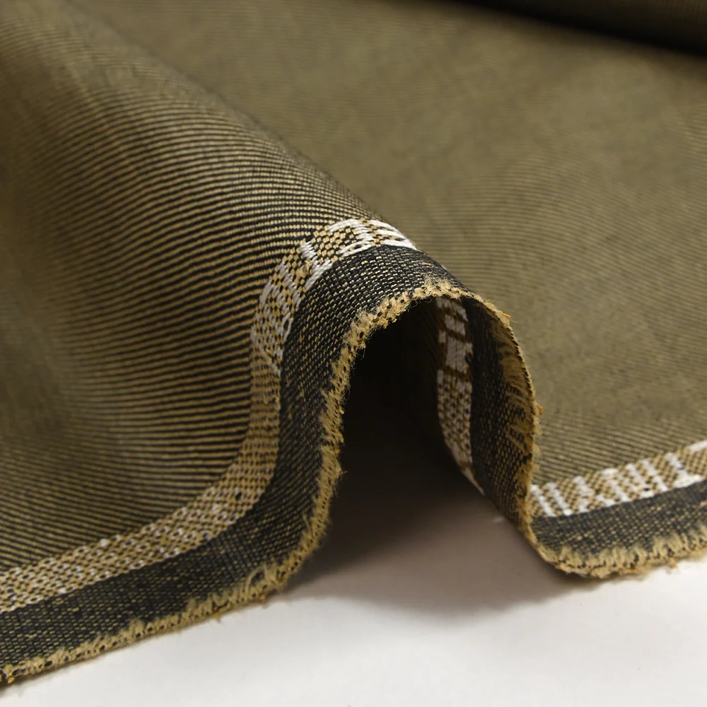 Tissu tailleur laine mélangée sergé noir et beige doré - Image 5