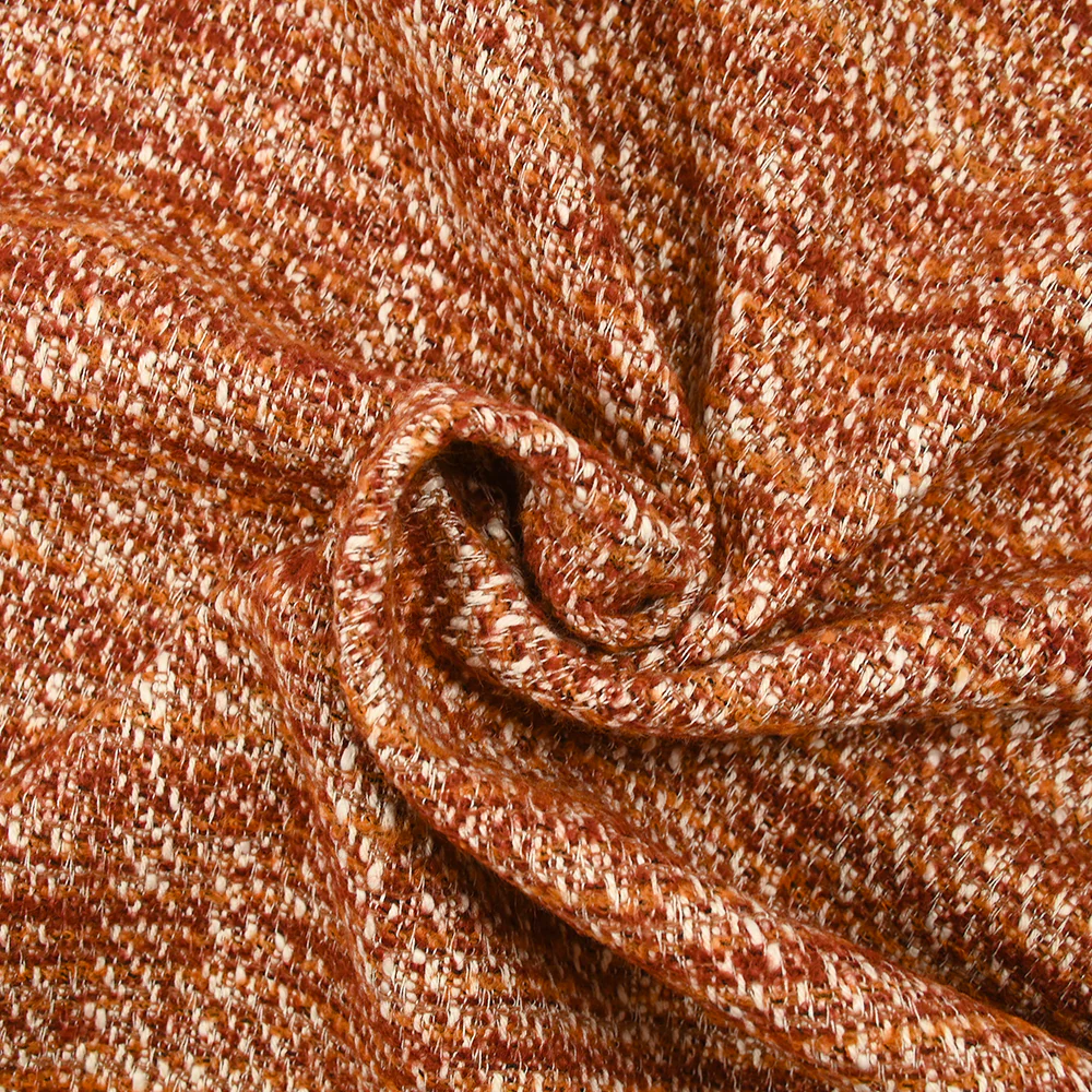 Tweed de coton brique et orange - Image 2