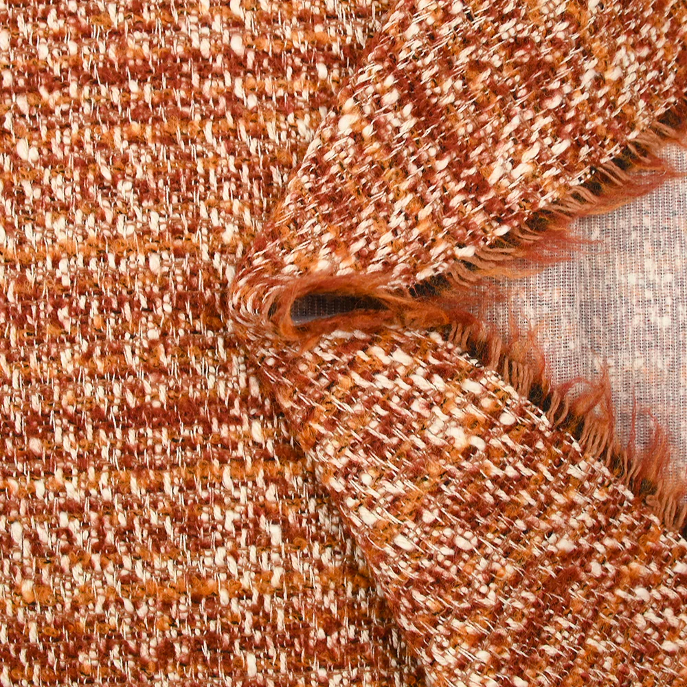 Tweed de coton brique et orange - Image 3