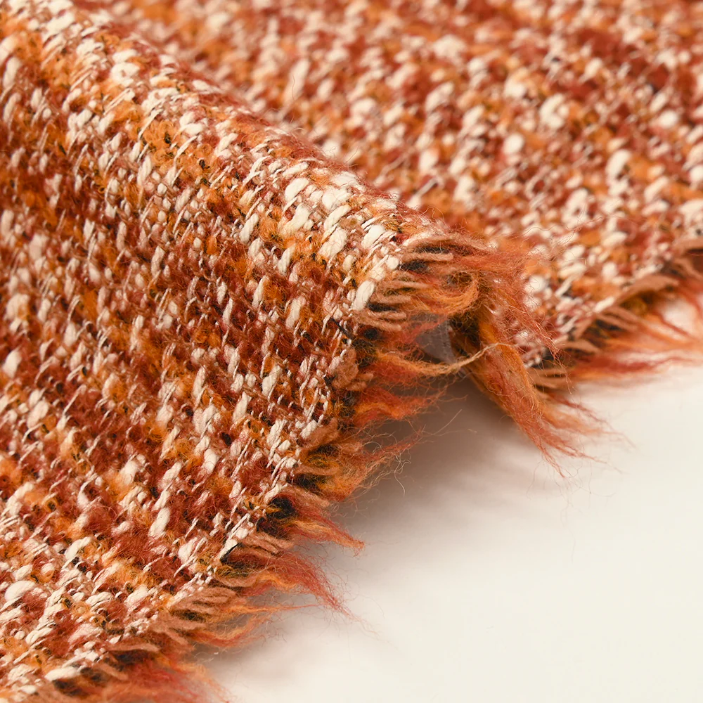 Tweed de coton brique et orange - Image 4