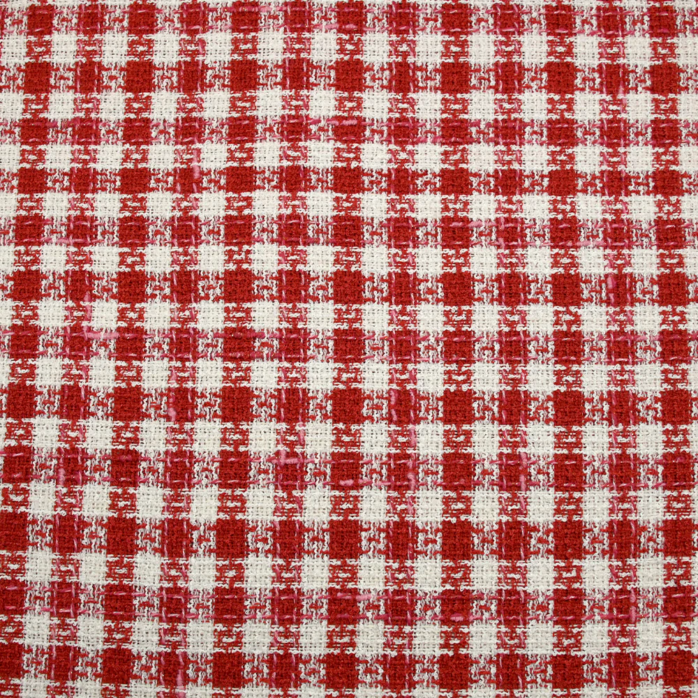 Tweed de polyester Ă carreaux rouge et blanc - Image 4