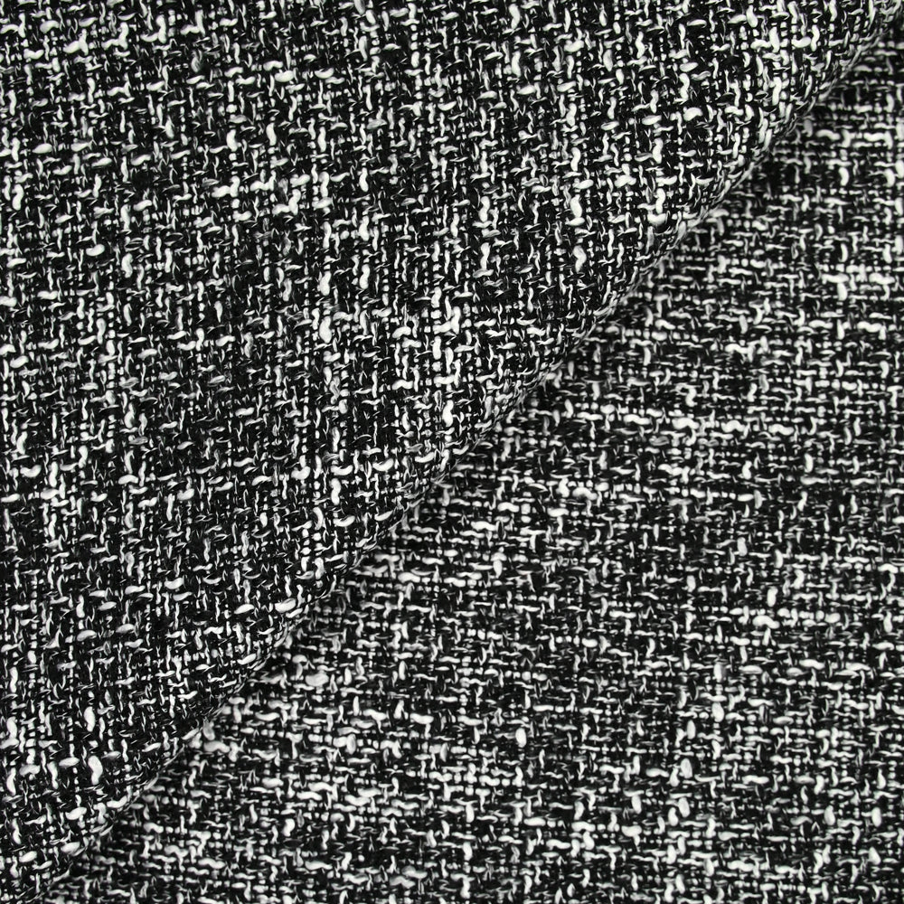 Tweed de polyester Lia blanc et noir