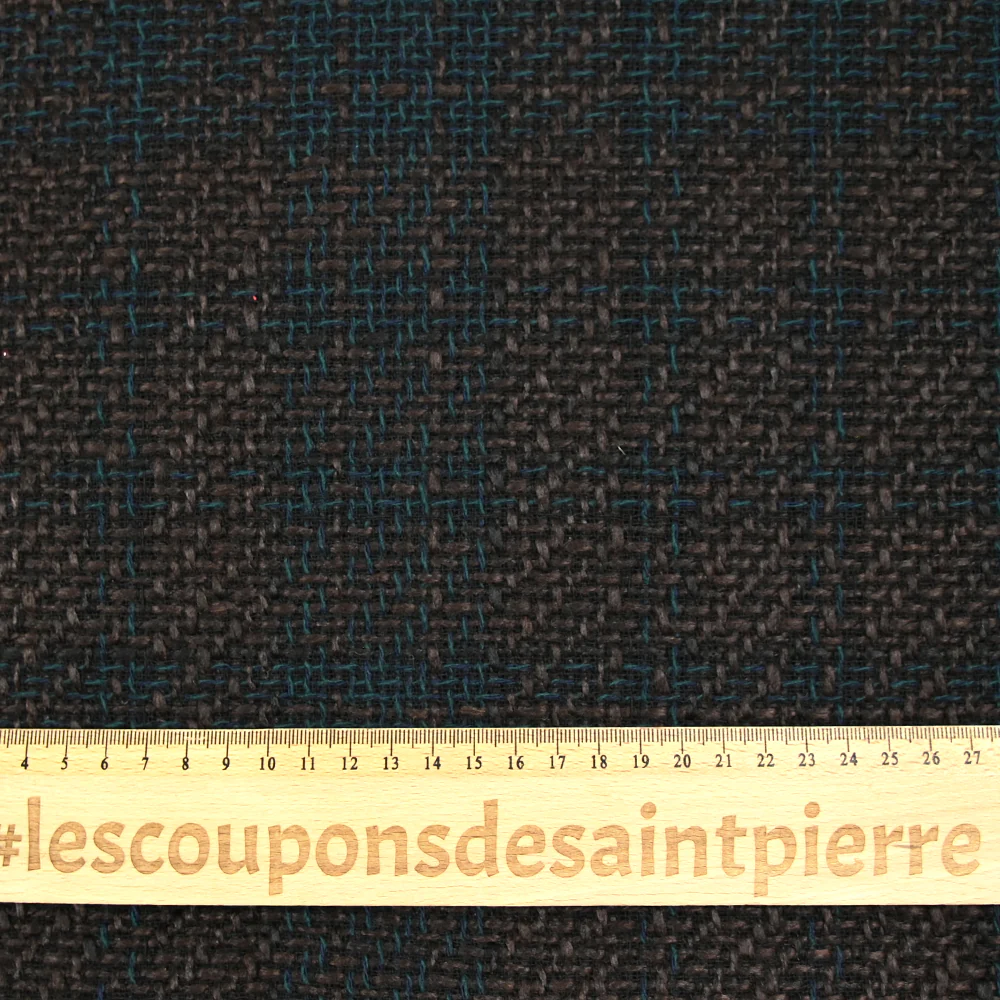 Tweed de polyester marron foncé et bleu canard - Image 3