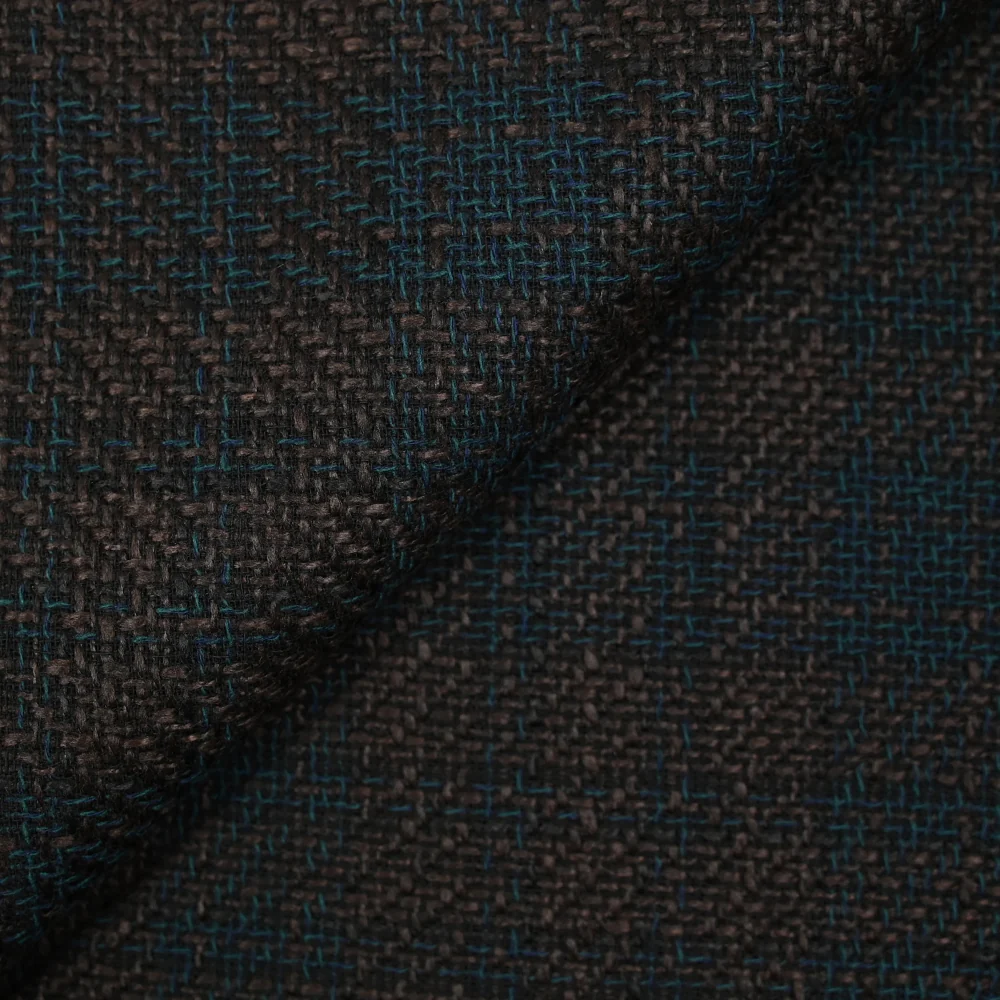 Tweed de polyester marron foncé et bleu canard - Image 4