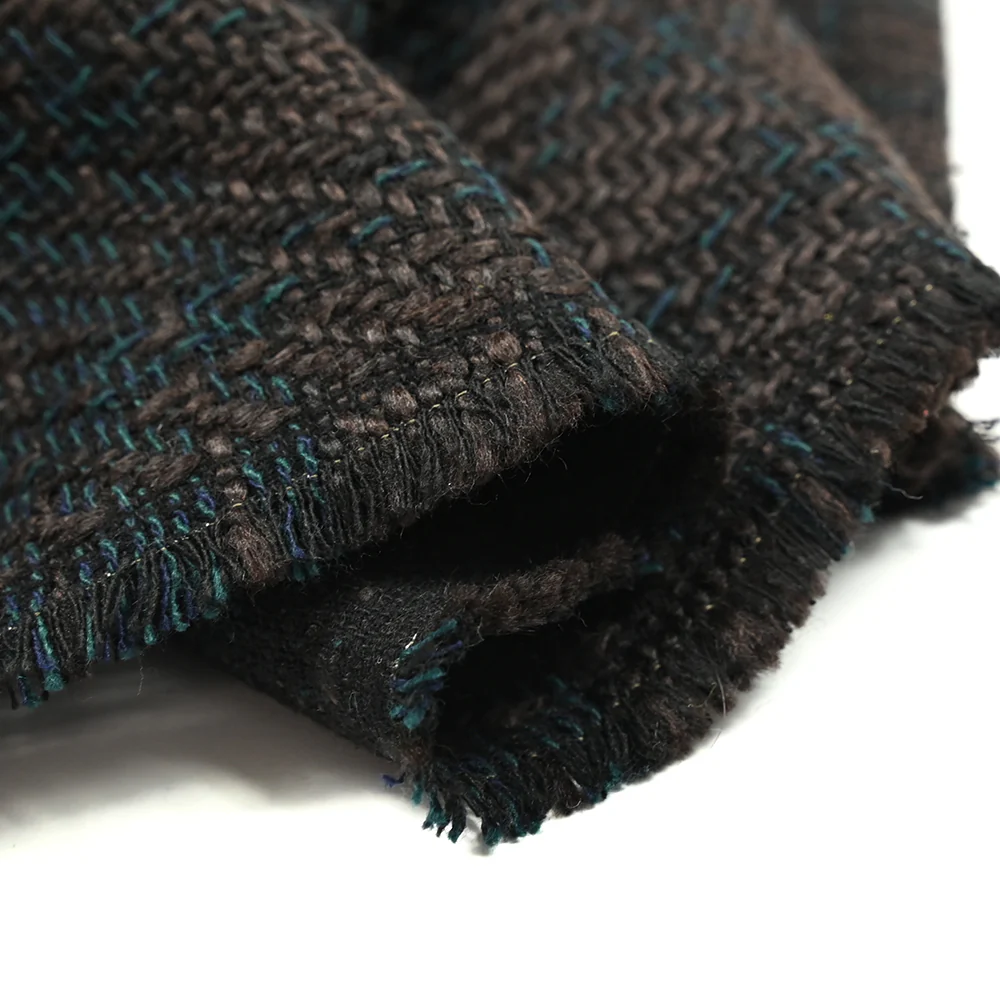 Tweed de polyester marron foncé et bleu canard - Image 5