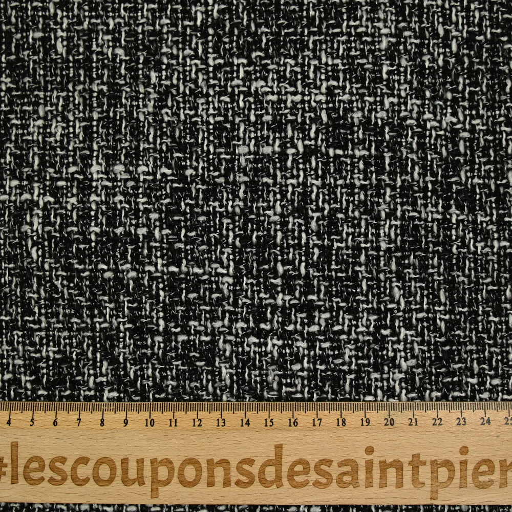Tweed polyester noir et blanc effet chiné - Image 3