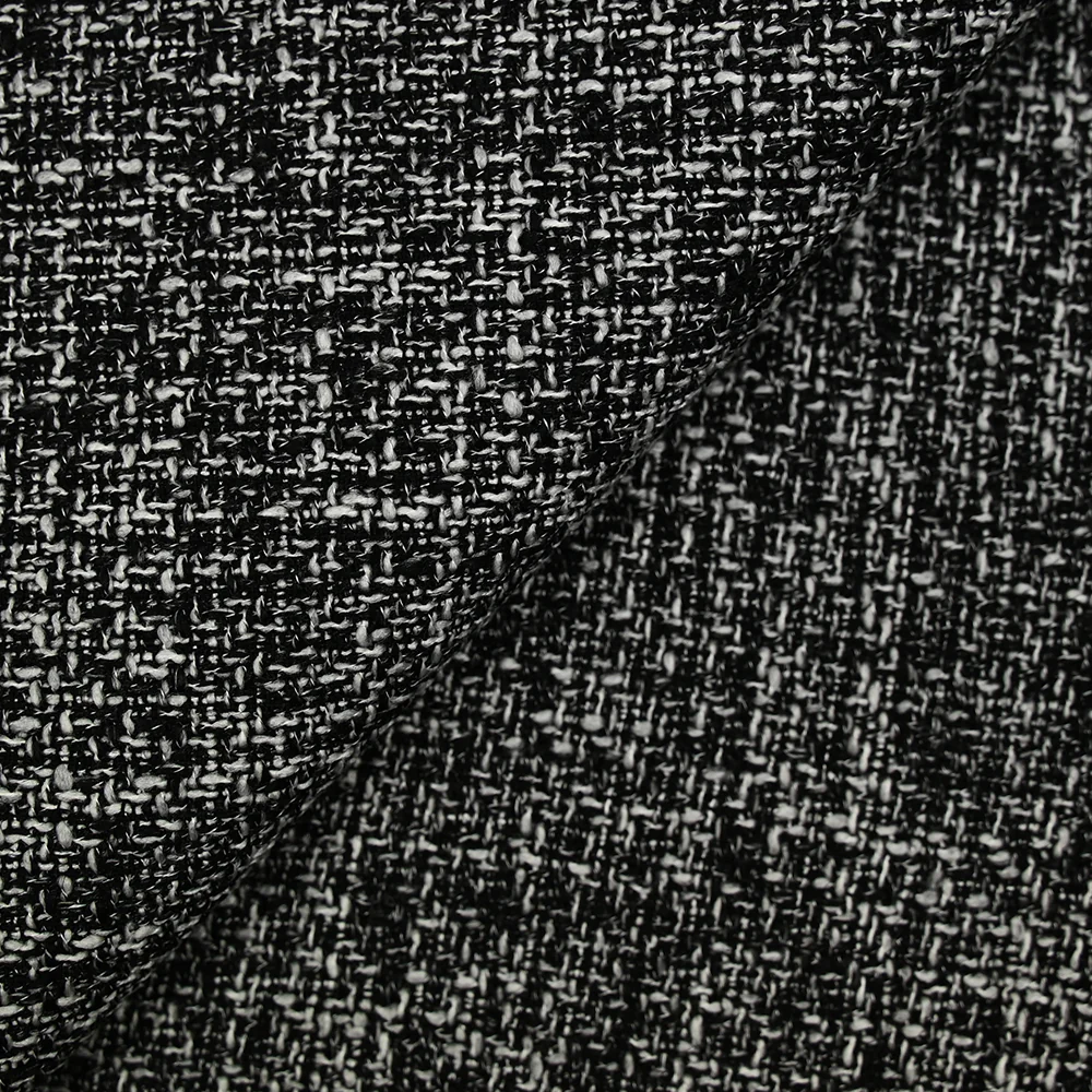 Tweed polyester noir et blanc effet chiné - Image 4