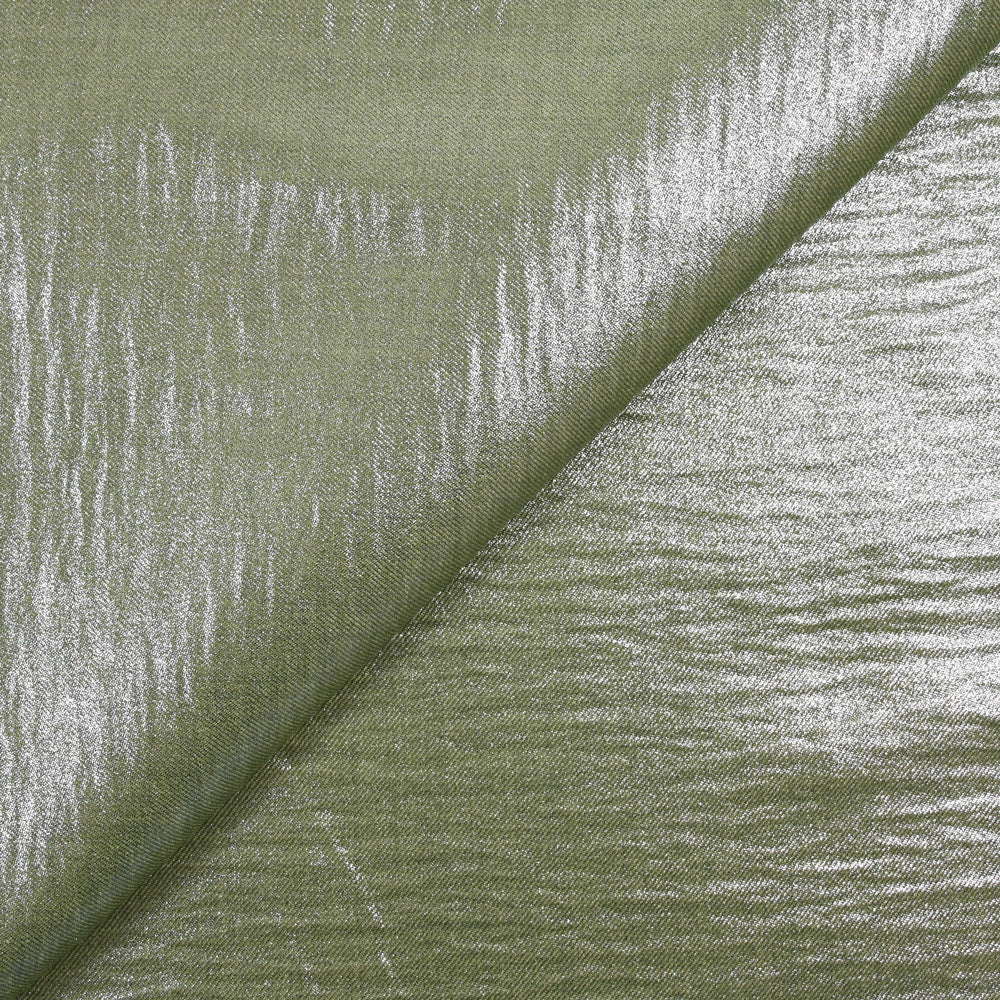 Twill de polyester lamé argent fond vert