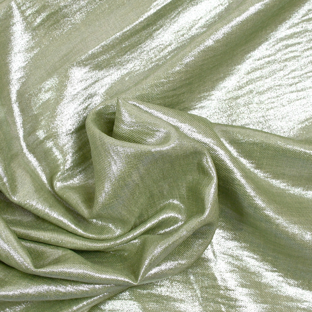 Twill de polyester lamé argent fond vert - Image 2