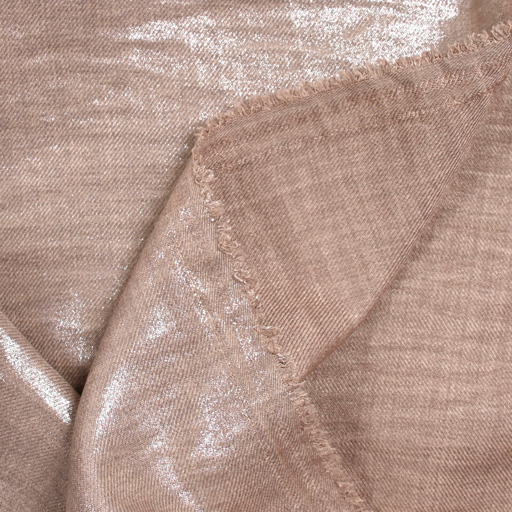 Twill de polyester lamé argent fond vieux rose - Image 3