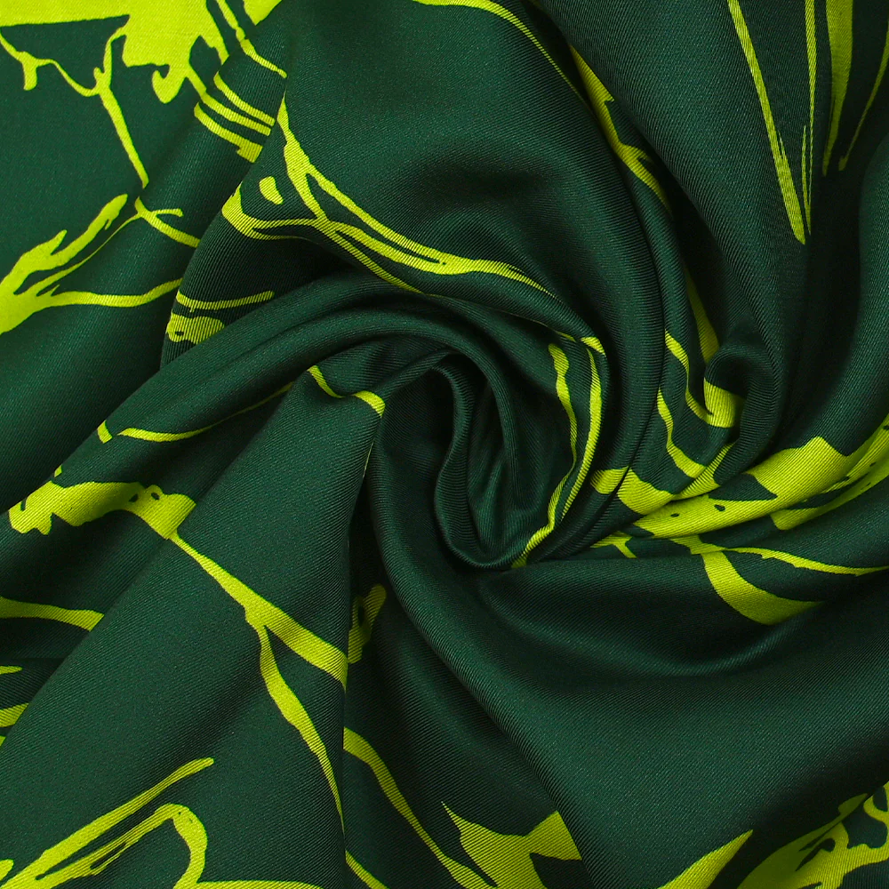 Twill de viscose imprimé illusion florale vert anis et forêt - Image 2