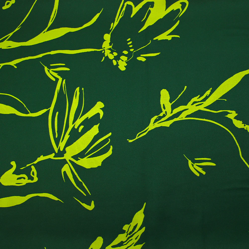 Twill de viscose imprimé illusion florale vert anis et forêt - Image 5
