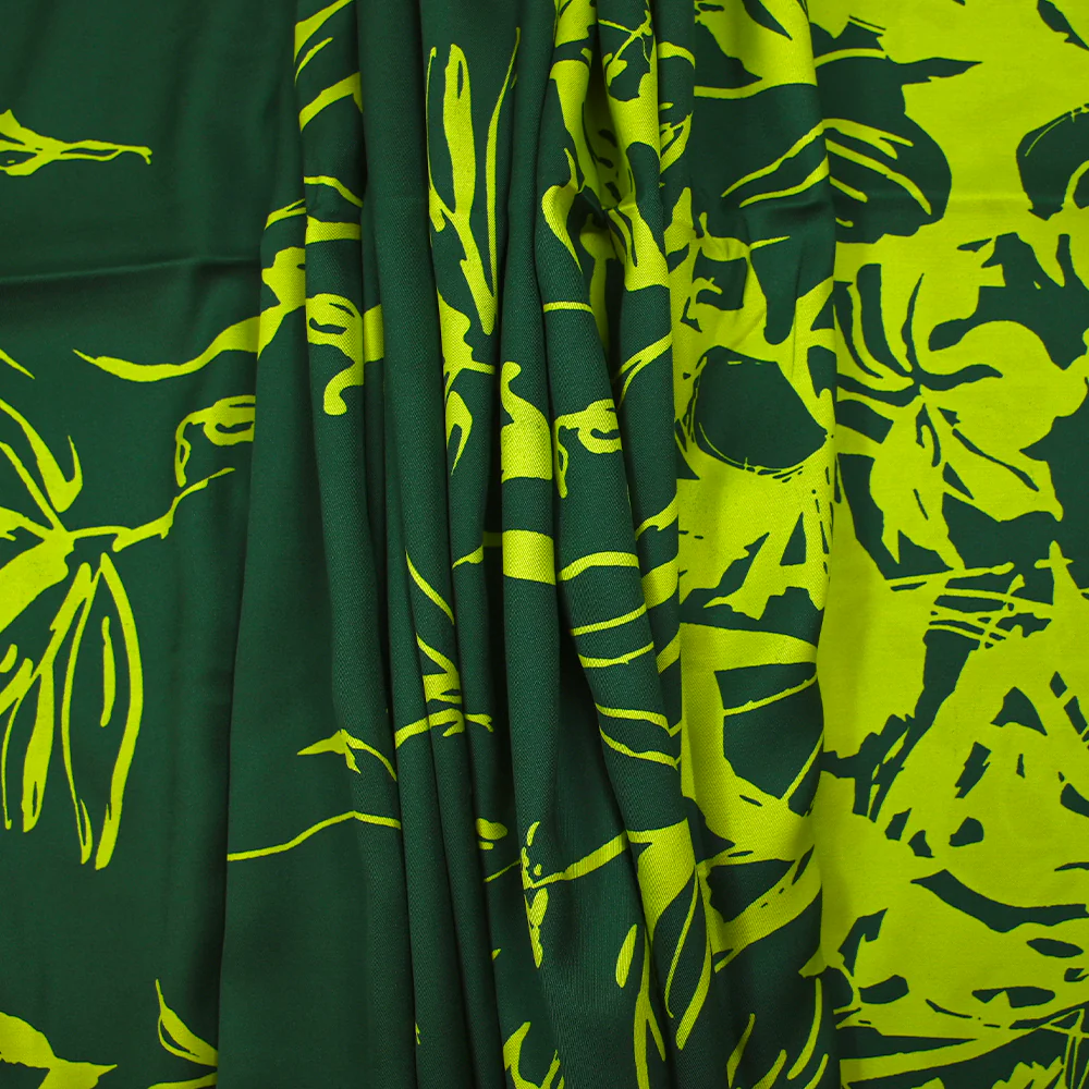 Twill de viscose imprimé illusion florale vert anis et forêt - Image 6