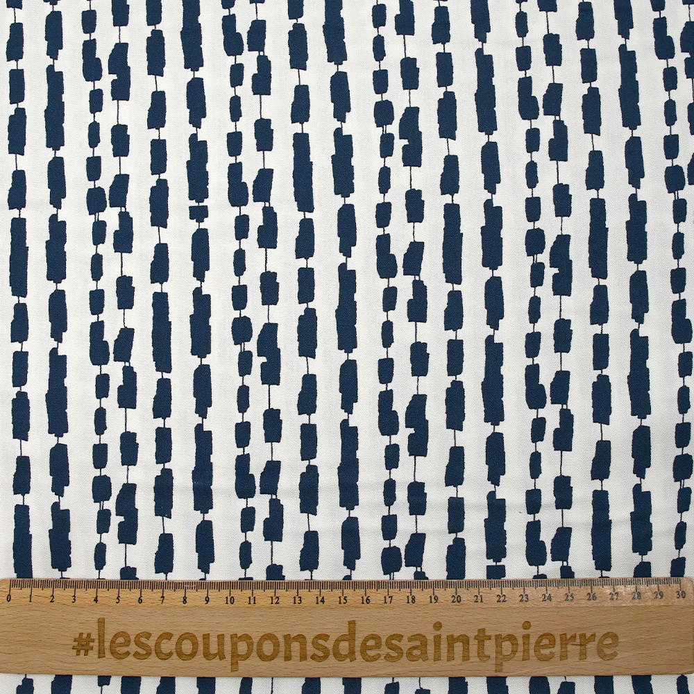 Twill de viscose imprimé vertèbres marine fond blanc - Image 3