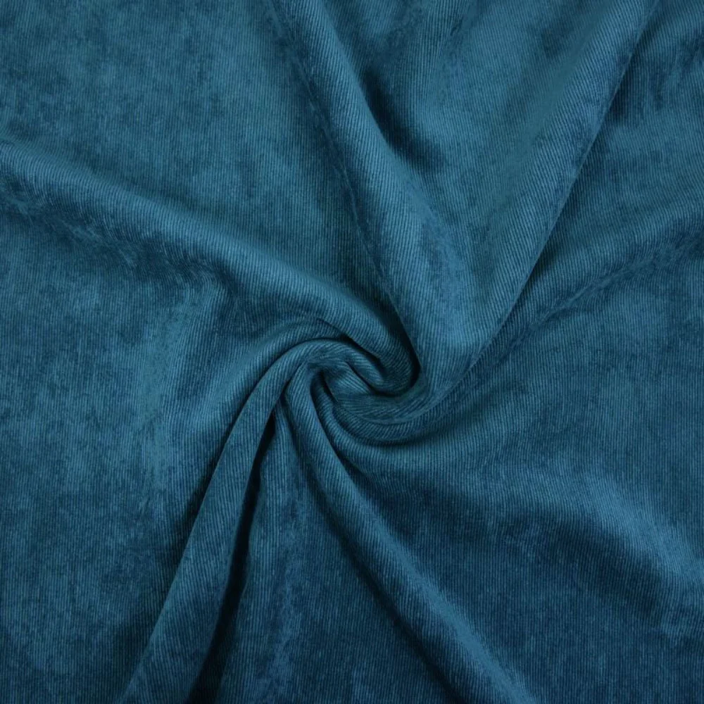 Velours polyester fines côtes bleu canard - Image 2