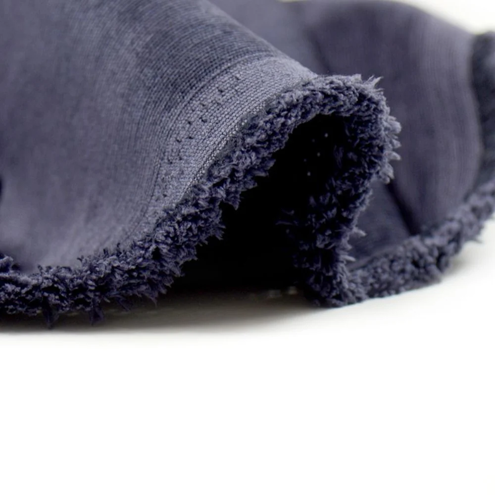 Velours polyester fines cĂ´tes bleu marine - Image 4