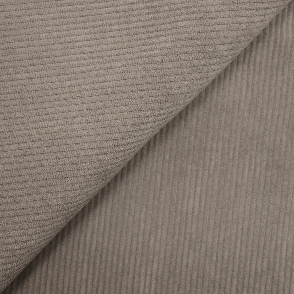 Velours polyester côtelé gris taupe
