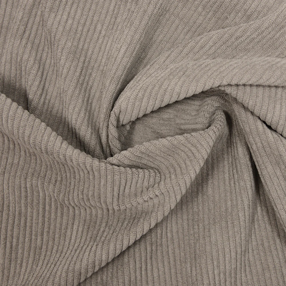 Velours polyester côtelé gris taupe - Image 2